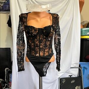 Elegant Black Lace Bodysuit